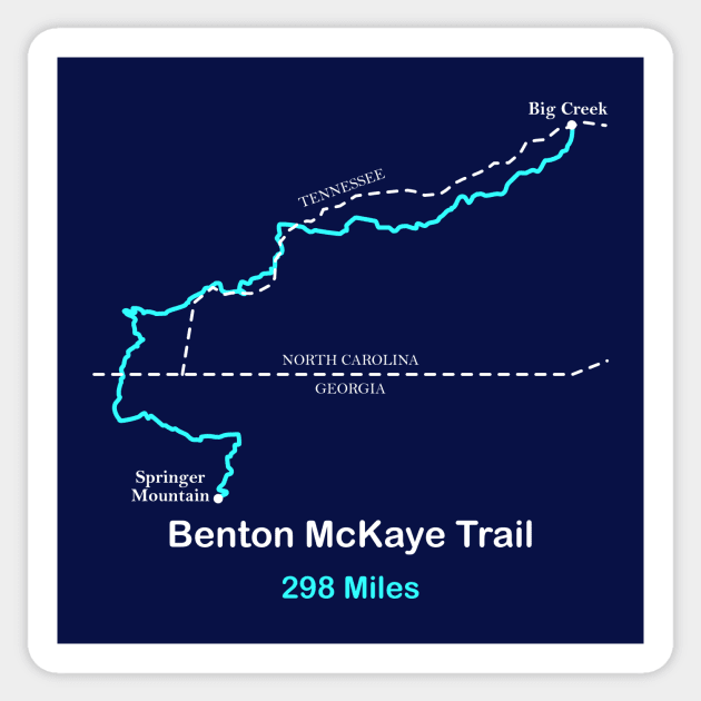 Route Map of the Benton McKaye Trail Sticker by numpdog